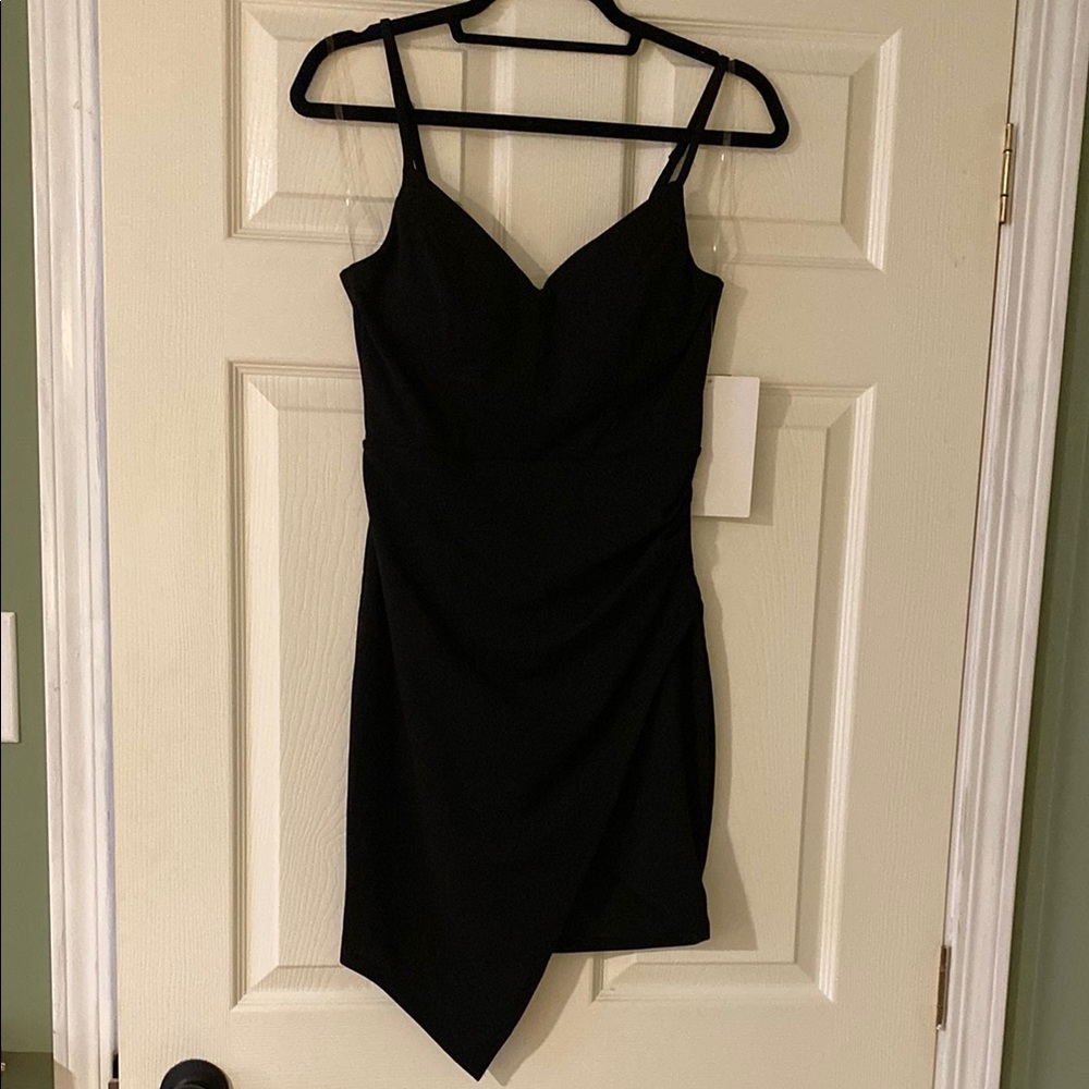 Black Asymmetrical Bodycon Dress with Sweetheart Neckline